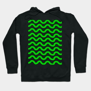 Green horizontal wavy lines pattern Hoodie